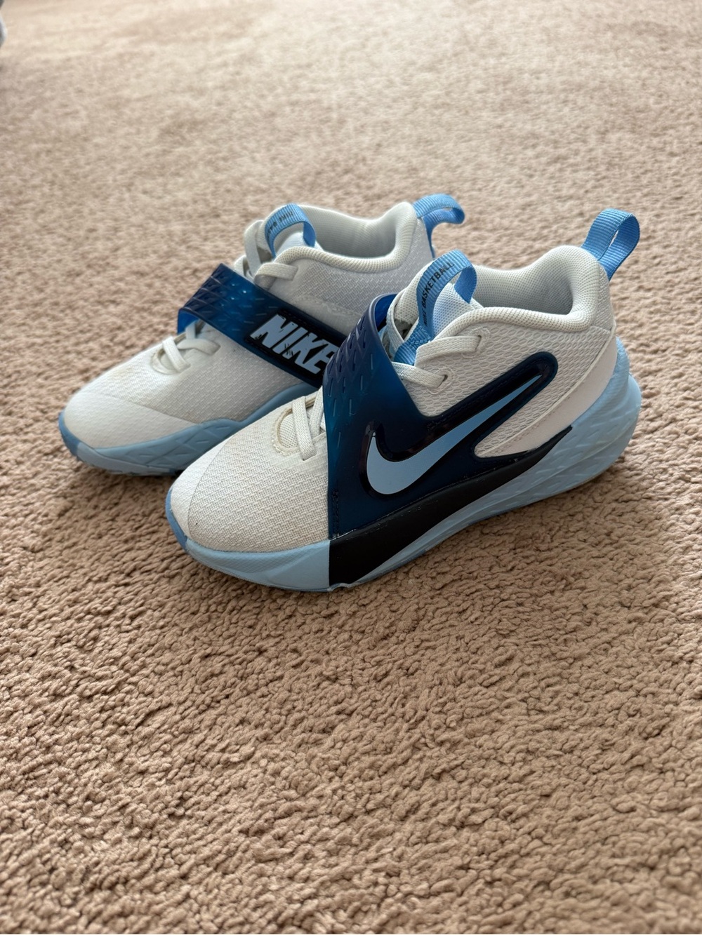 Nike Kids Team Hustle Sneakers White and Light Blue